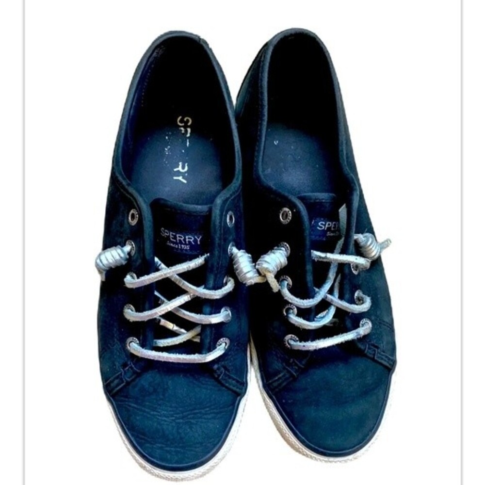 Sperry Women's Retro Style Low Top Black Suede Sneakers Size 8M